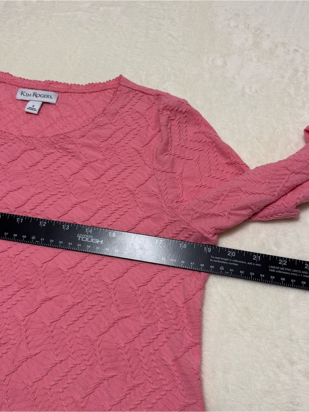 Kim Rogers Coral Pink Textured Shirt Tunic Top Womens Small Preppy Pastel Office - Picture 4 of 6